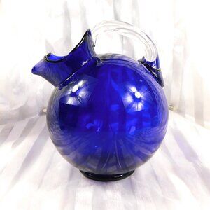 Cambridge Cobalt Blue Tilt Ball Pitcher with Clear Handle # 27160